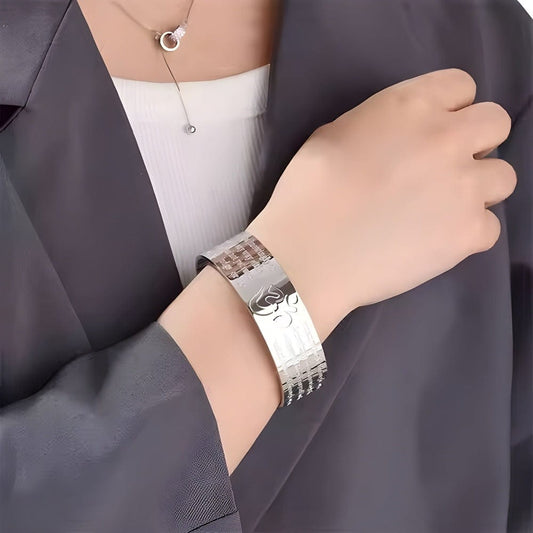 THE MEN THING Steel Bracelets OM VERSE - Adjustable Pure Stainless Steel Bracelet, American trending Style for Men & Boy