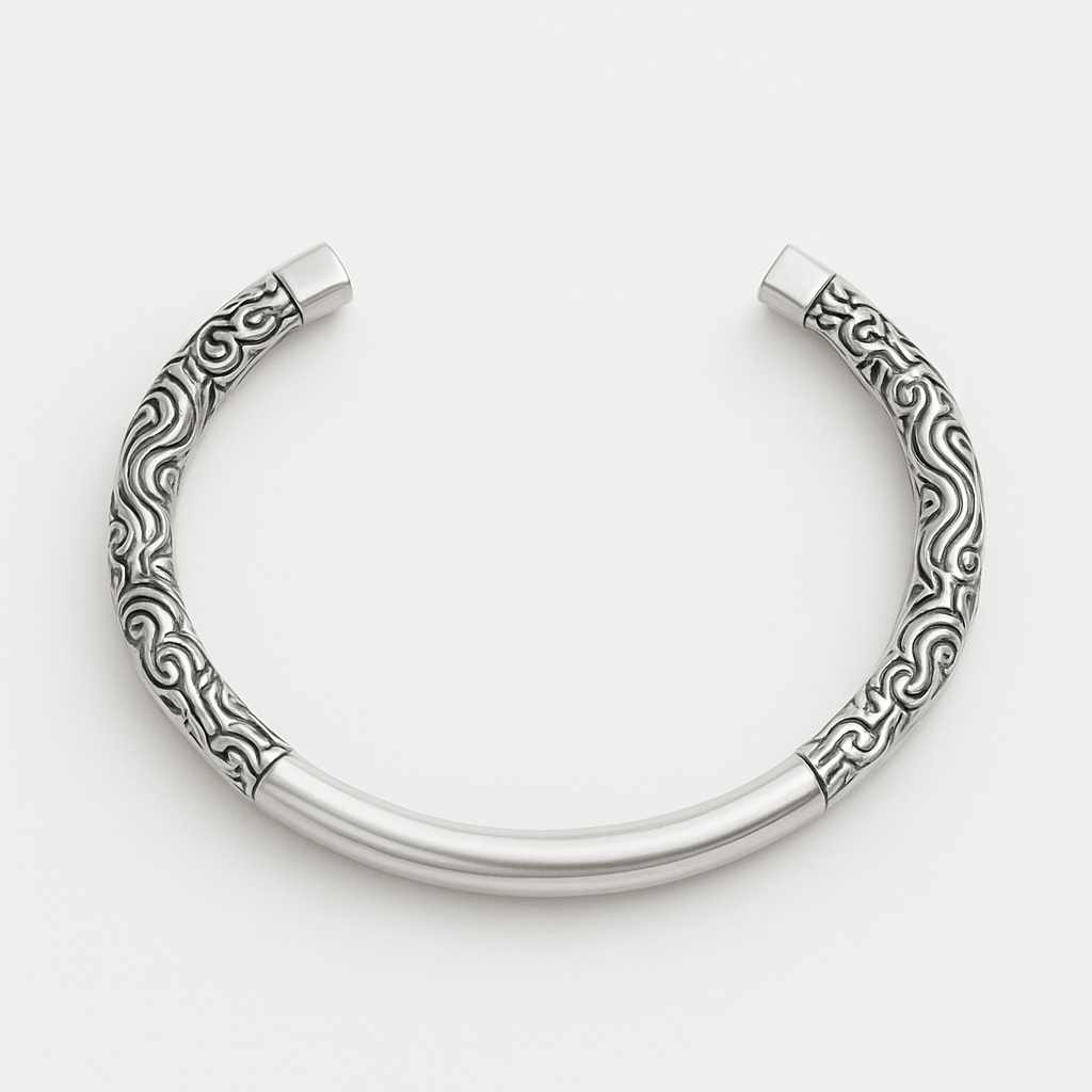 THE MEN THING Steel Bracelets ORION CREST - Pure Stainless Steel Open Bangle Bracelet (Adjustable) for Men & Boys