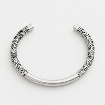 THE MEN THING Steel Bracelets ORION CREST - Pure Stainless Steel Open Bangle Bracelet (Adjustable) for Men & Boys