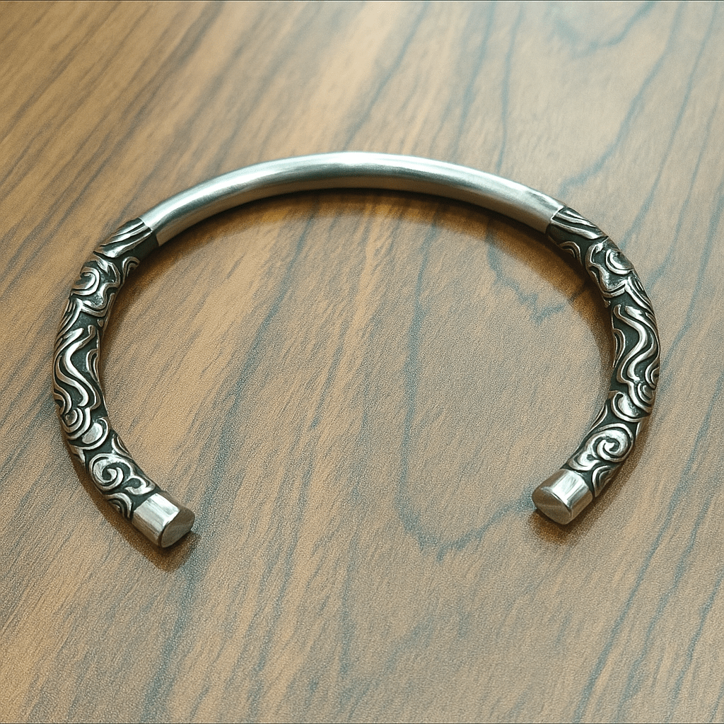 THE MEN THING Steel Bracelets ORION CREST - Pure Stainless Steel Open Bangle Bracelet (Adjustable) for Men & Boys