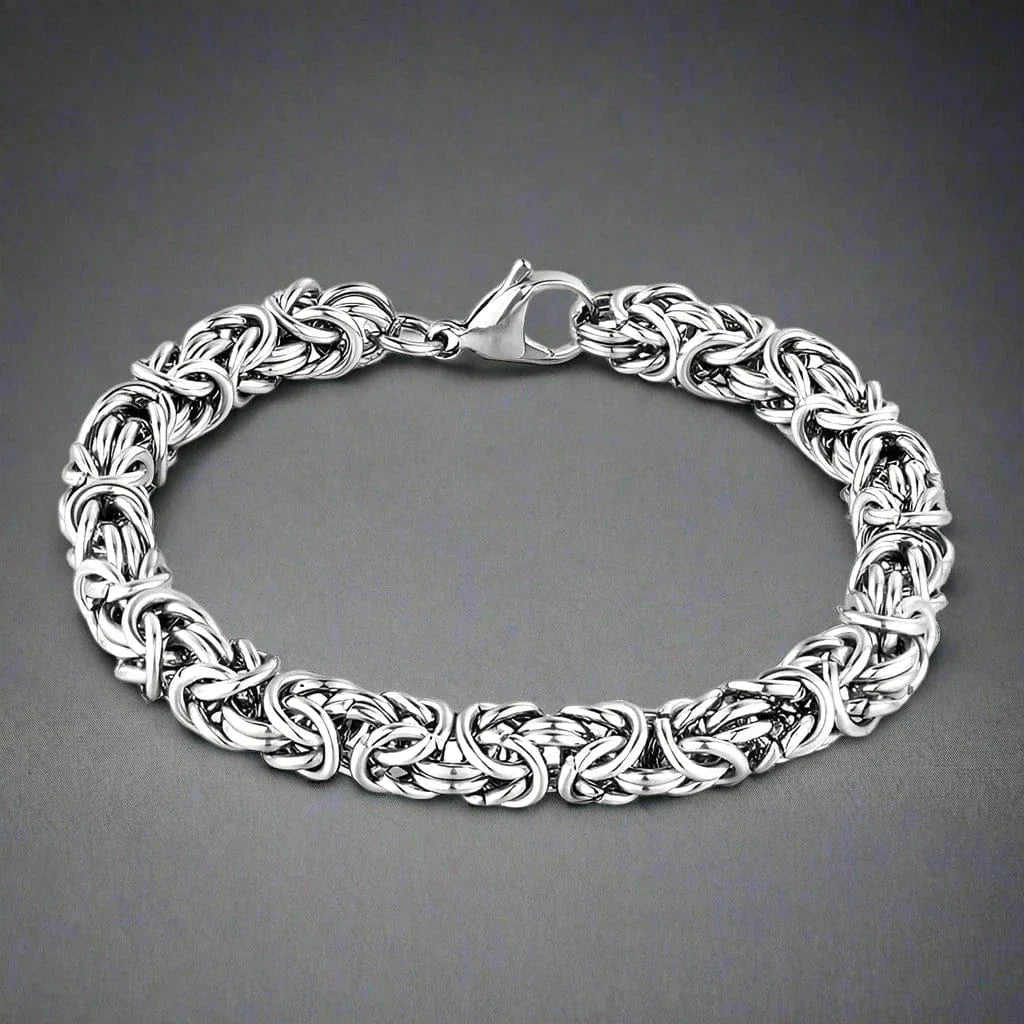 THE MEN THING Steel Bracelets REINFORCED -  7mm Stainless Steel Bracelet, American Style - Hip Hop Biker Bracelet 8 inch with Lobster Claw Buckle for Men & Boys