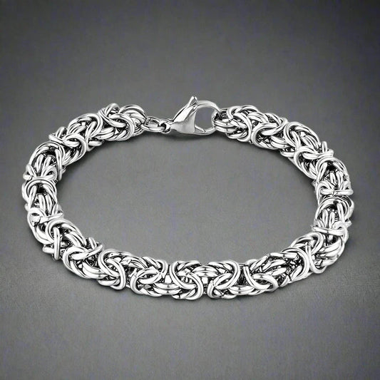 THE MEN THING Steel Bracelets REINFORCED -  7mm Stainless Steel Bracelet, American Style - Hip Hop Biker Bracelet 8 inch with Lobster Claw Buckle for Men & Boys