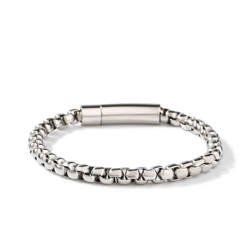 THE MEN THING Steel Bracelets ROLO SQUARE - 5mm Titanium Steel Silver Bracelet for Men & Boys (8 inch)