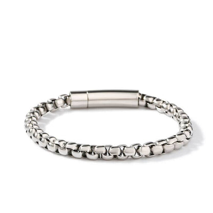 THE MEN THING Steel Bracelets ROLO SQUARE - 5mm Titanium Steel Silver Bracelet for Men & Boys (8 inch)