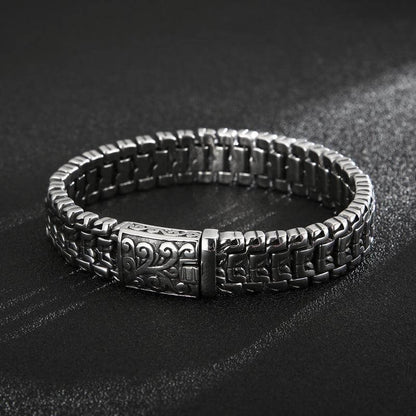 THE MEN THING Steel Bracelets ROYAL FEEL - 14mm Pure Titanium Stainless Steel Bracelet, Silver Chain Bracelet for Men & Boy (8inch)