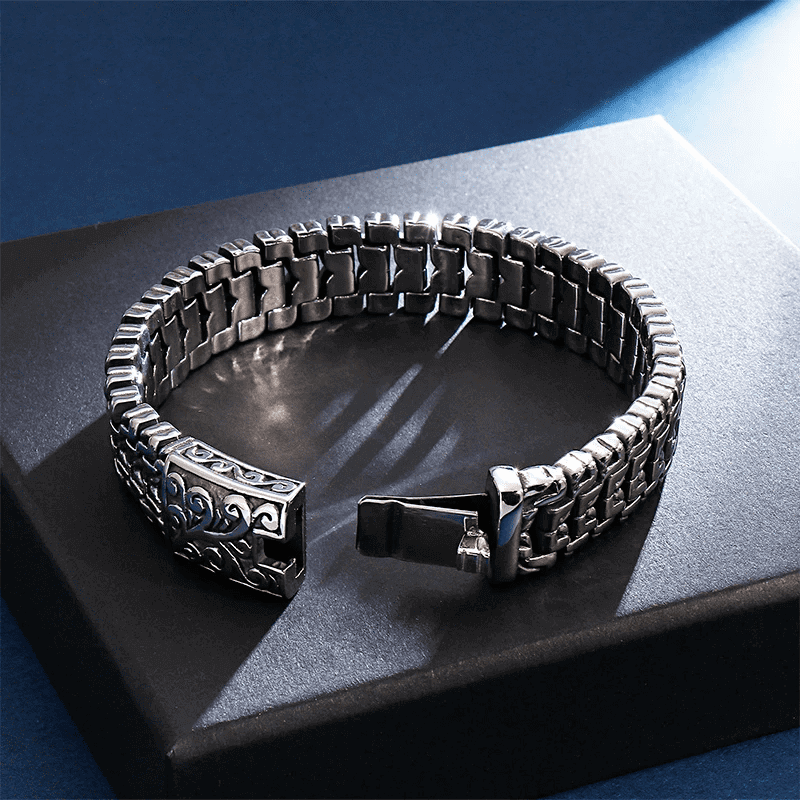 THE MEN THING Steel Bracelets ROYAL FEEL - 14mm Pure Titanium Stainless Steel Bracelet, Silver Chain Bracelet for Men & Boy (8inch)