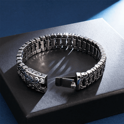 THE MEN THING Steel Bracelets ROYAL FEEL - 14mm Pure Titanium Stainless Steel Bracelet, Silver Chain Bracelet for Men & Boy (8inch)