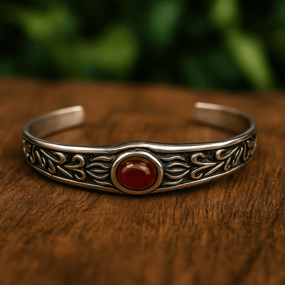 THE MEN THING Steel Bracelets ROZAEL CREST - Pure Stainless Steel Open Bangle Bracelet (Adjustable) for Men & Boys