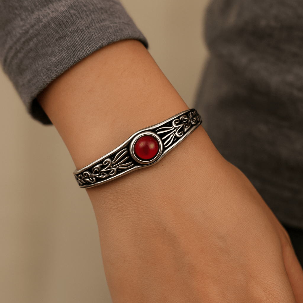 THE MEN THING Steel Bracelets ROZAEL CREST - Pure Stainless Steel Open Bangle Bracelet (Adjustable) for Men & Boys