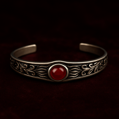 THE MEN THING Steel Bracelets ROZAEL CREST - Pure Stainless Steel Open Bangle Bracelet (Adjustable) for Men & Boys