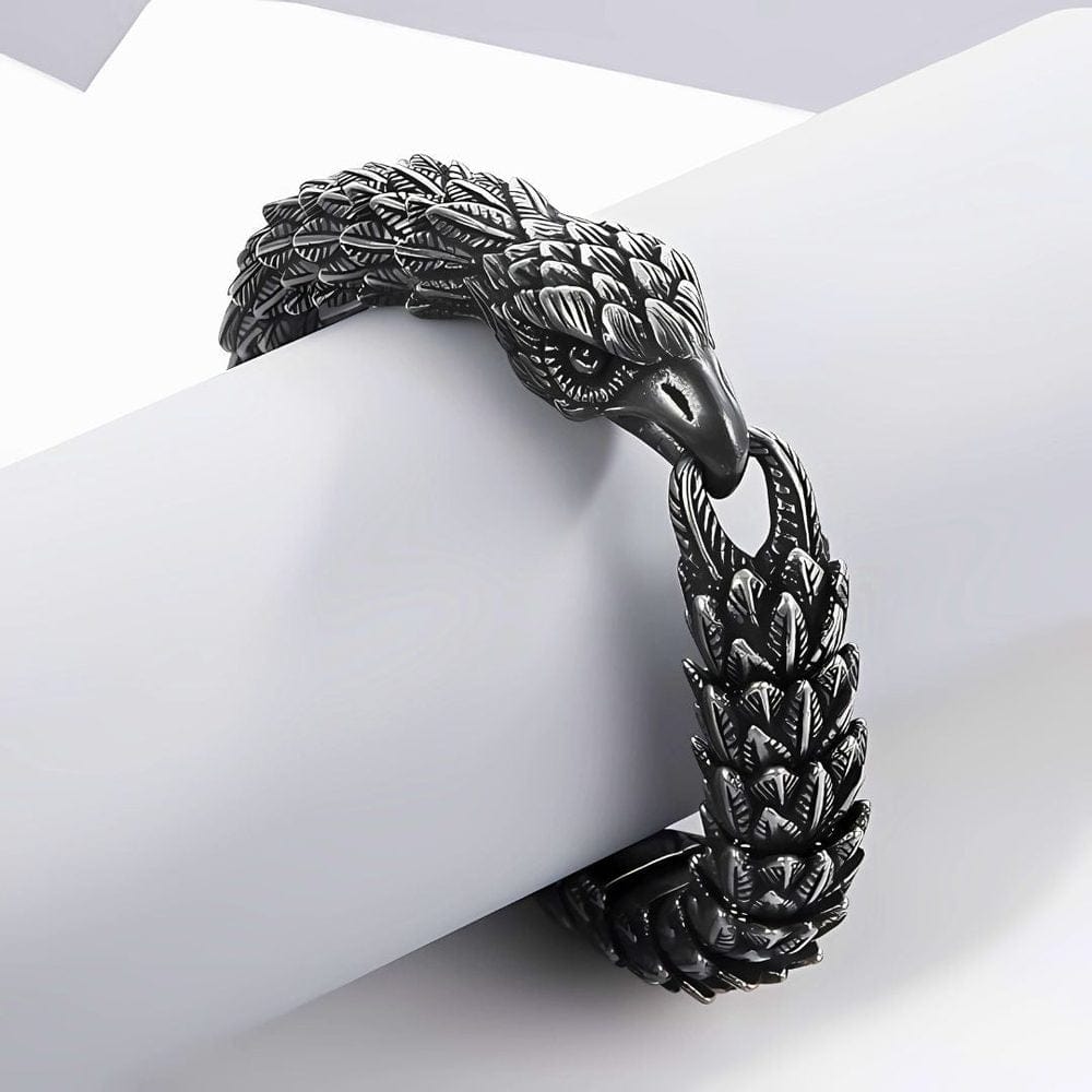THE MEN THING Steel Bracelets SHADOW SCALE EAGLE-HEAD - 14mm Pure Titanium Steel Bracelet for Men & Boy (8inch)