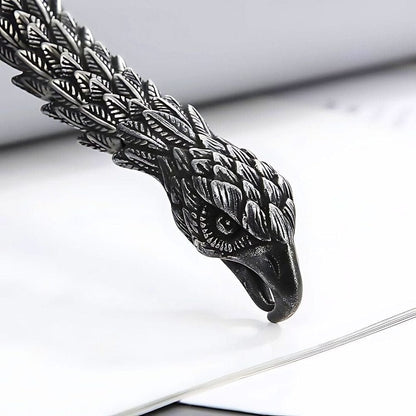 THE MEN THING Steel Bracelets SHADOW SCALE EAGLE-HEAD - 14mm Pure Titanium Steel Bracelet for Men & Boy (8inch)