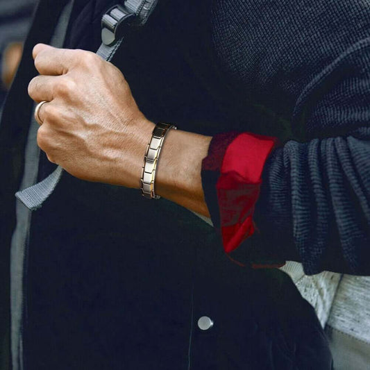 THE MEN THING Steel Bracelets SHARP ITALIAN ELE STYLE - Silver Tone - Pure Titanium Steel Bracelet for Men & Boys