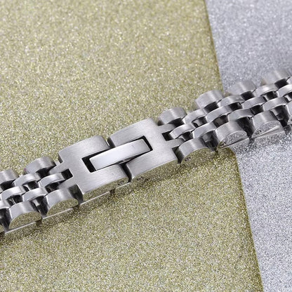 THE MEN THING Steel Bracelets SILVER GRID BRACELET - 8mm Pure Silver Titanium Stainless Steel Bracelet, Silver Chain Bracelet for Men & Boy (8inch)