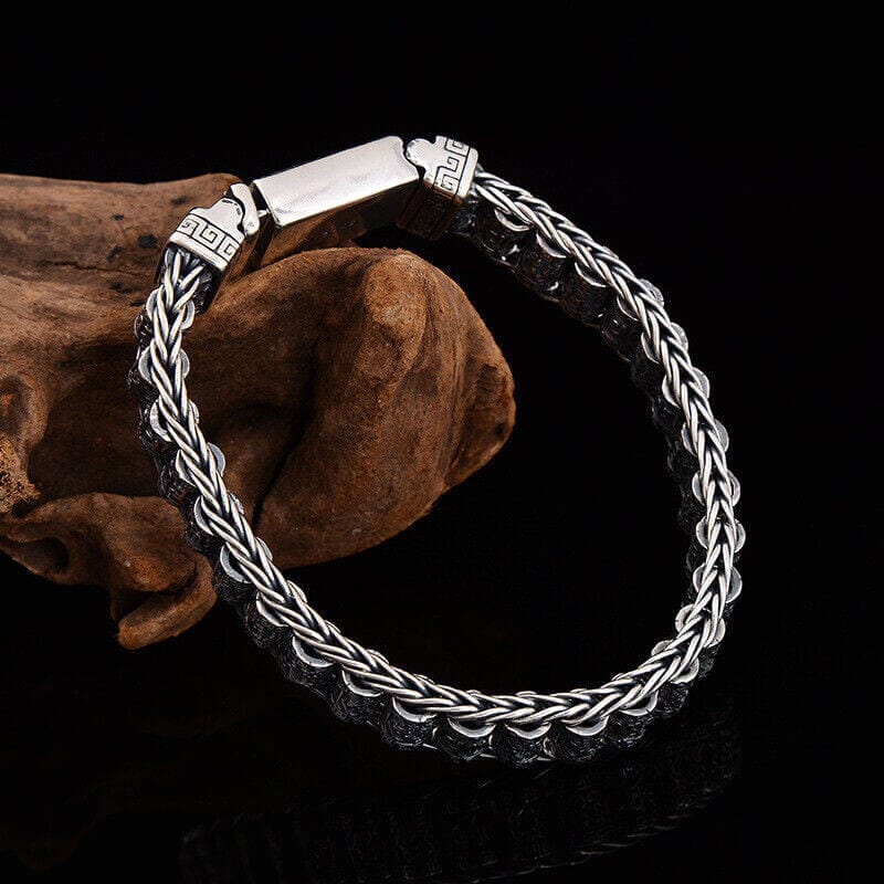THE MEN THING Steel Bracelets SIX SIGN MANTRA LINK - "11.5"mm Pure Alloy Bracelet with Open Box Clasps for Men & Boy (8 inch)