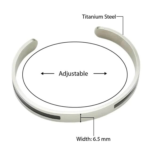 THE MEN THING Steel Bracelets STOIC SILVER - "6.5"mm Pure Stainless Steel Open Bangle Bracelet (Adjustable) for Men & Boys
