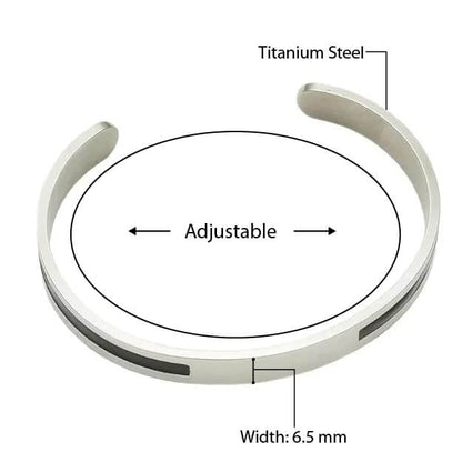 THE MEN THING Steel Bracelets STOIC SILVER - "6.5"mm Pure Stainless Steel Open Bangle Bracelet (Adjustable) for Men & Boys