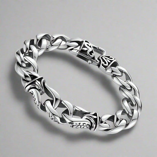 THE MEN THING Steel Bracelets TENACITY - "12"mm Pure Stainless Steel Bracelet with Lobster Claw Buckle for Men & Boys (8 inch)