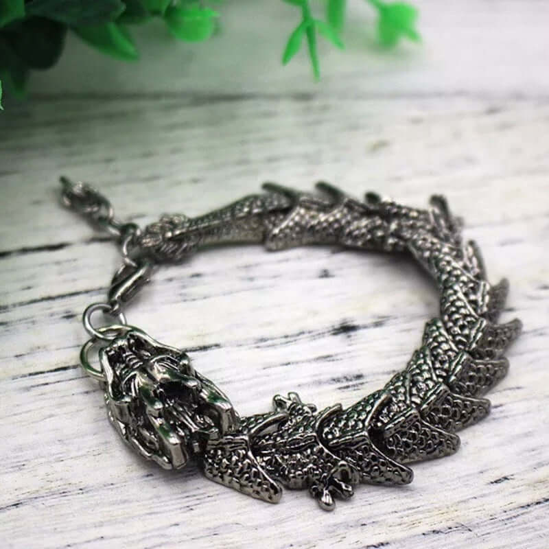 THE MEN THING Steel Bracelets TIBETAN DRAGON -"15"mm Pure Alloy Bracelet with Lobster Claw Buckle for Men & Boys ("8" inch)