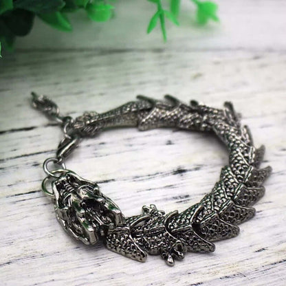 THE MEN THING Steel Bracelets TIBETAN DRAGON -"15"mm Pure Alloy Bracelet with Lobster Claw Buckle for Men & Boys ("8" inch)