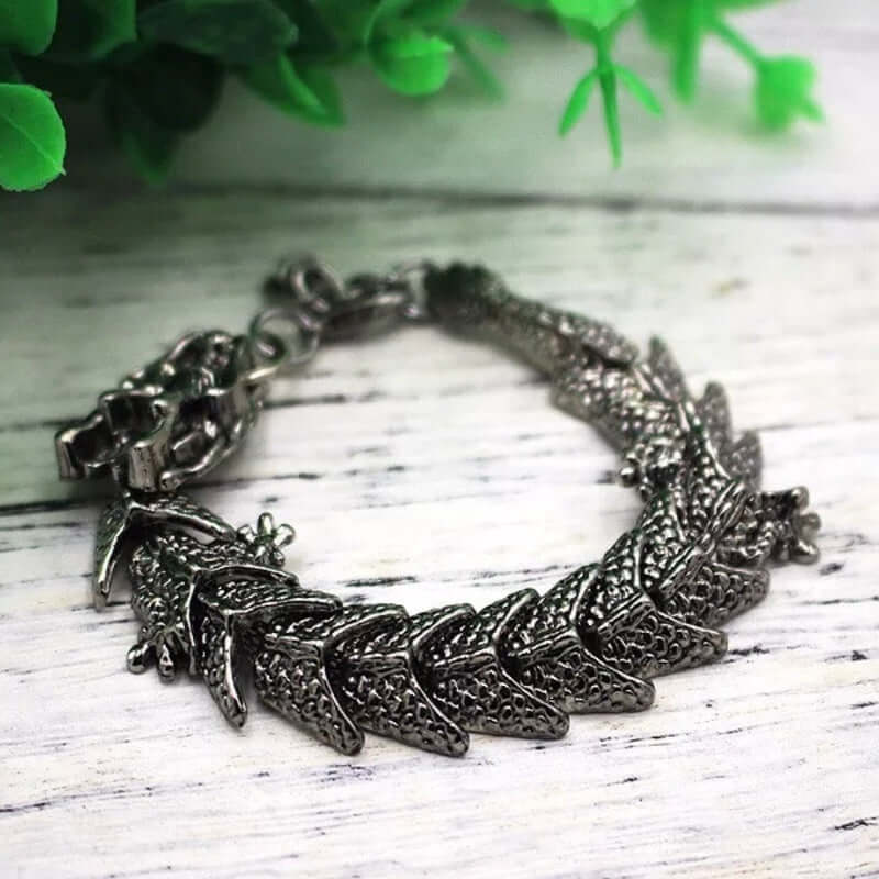 THE MEN THING Steel Bracelets TIBETAN DRAGON -"15"mm Pure Alloy Bracelet with Lobster Claw Buckle for Men & Boys ("8" inch)