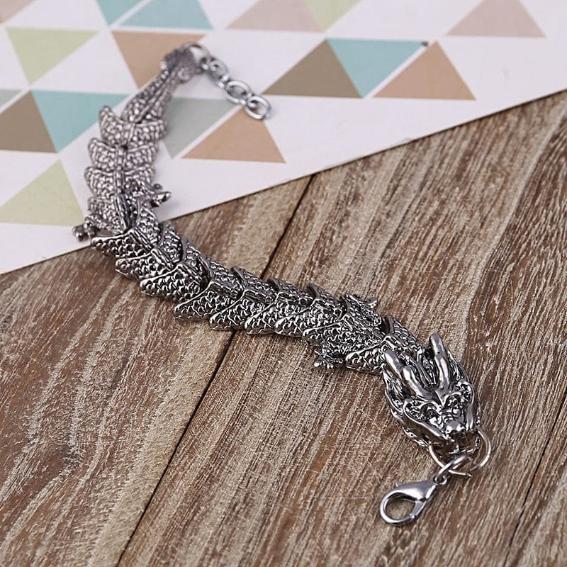 THE MEN THING Steel Bracelets TIBETAN DRAGON -"15"mm Pure Alloy Bracelet with Lobster Claw Buckle for Men & Boys ("8" inch)