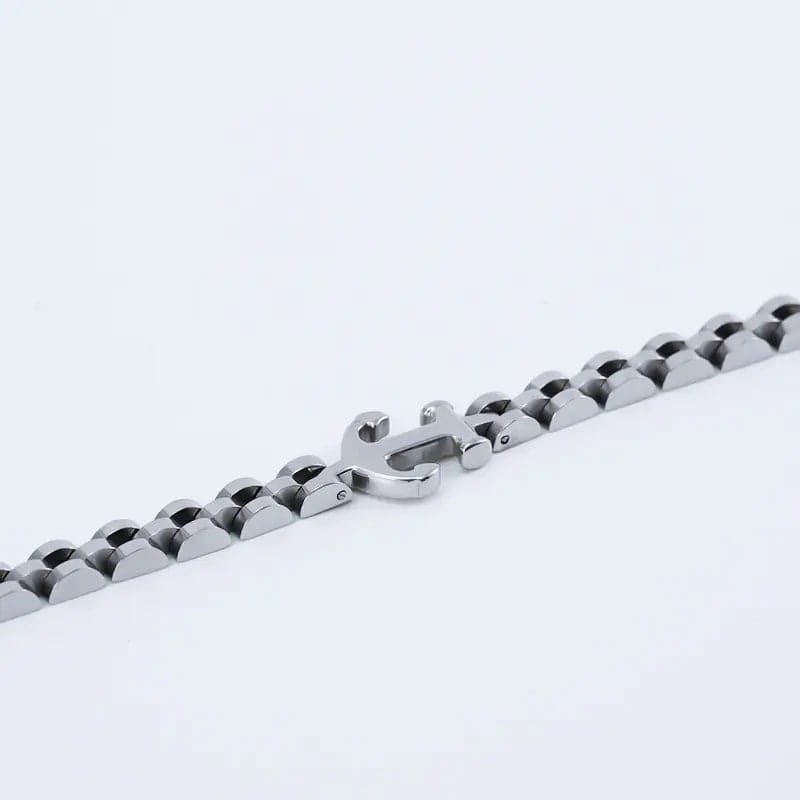 THE MEN THING Steel Bracelets TITANANCHOR STEEL LINK BRACELET - 8mm Pure Silver Titanium Stainless Steel Bracelet, Silver Chain Bracelet for Men & Boy (8inch)