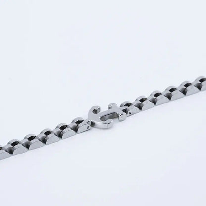 THE MEN THING Steel Bracelets TITANANCHOR STEEL LINK BRACELET - 8mm Pure Silver Titanium Stainless Steel Bracelet, Silver Chain Bracelet for Men & Boy (8inch)