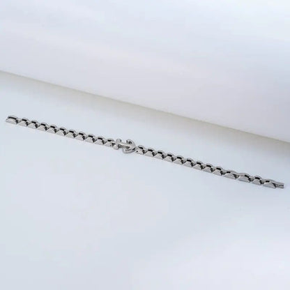 THE MEN THING Steel Bracelets TITANANCHOR STEEL LINK BRACELET - 8mm Pure Silver Titanium Stainless Steel Bracelet, Silver Chain Bracelet for Men & Boy (8inch)