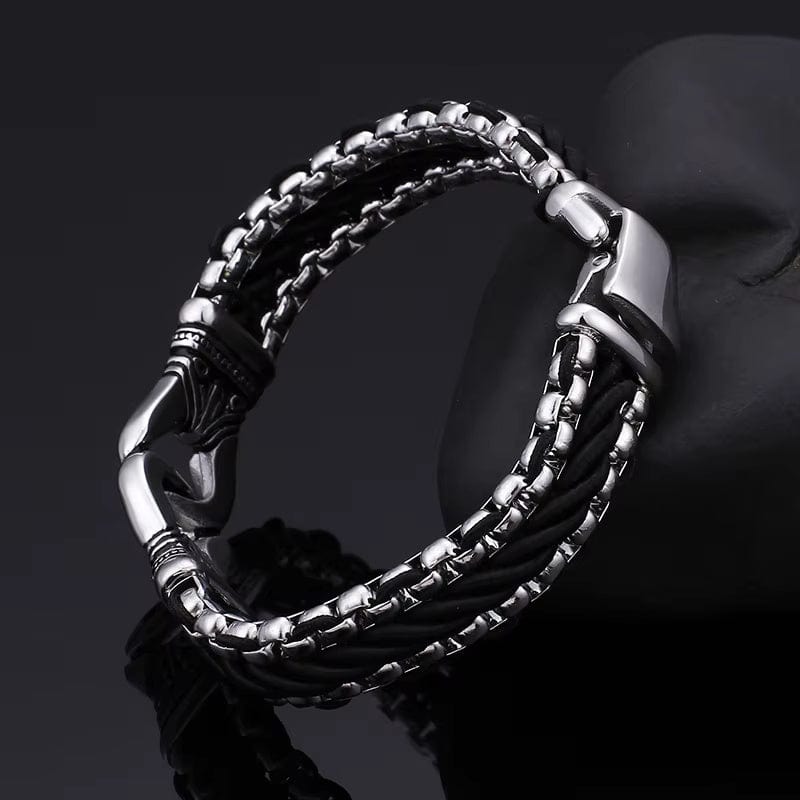 THE MEN THING Steel Bracelets TRIBAL LINK BRACELET - 17mm Pure Titanium Steel Bracelet, Silver Plated Antique Matt Finish Bracelet for Men & Boy (8inch)