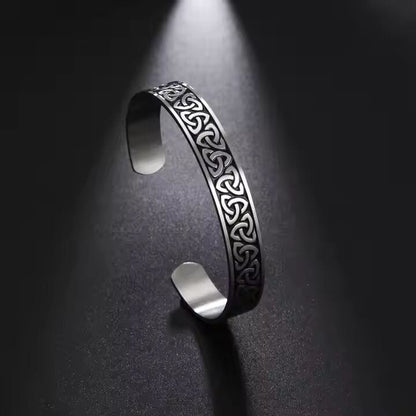 THE MEN THING Steel Bracelets TRIQUETRA ARC - Pure Stainless Steel Open Bangle Bracelet (Adjustable) for Men & Boys