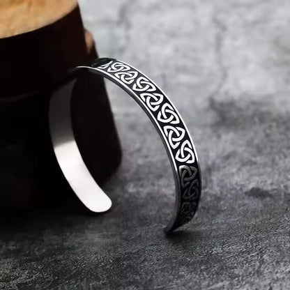 THE MEN THING Steel Bracelets TRIQUETRA ARC - Pure Stainless Steel Open Bangle Bracelet (Adjustable) for Men & Boys