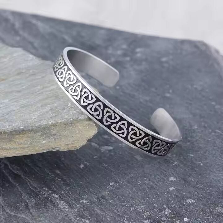 THE MEN THING Steel Bracelets TRIQUETRA ARC - Pure Stainless Steel Open Bangle Bracelet (Adjustable) for Men & Boys