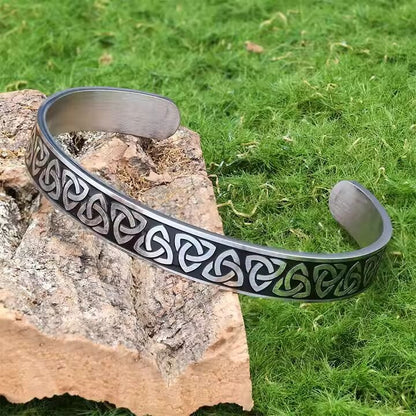 THE MEN THING Steel Bracelets TRIQUETRA ARC - Pure Stainless Steel Open Bangle Bracelet (Adjustable) for Men & Boys