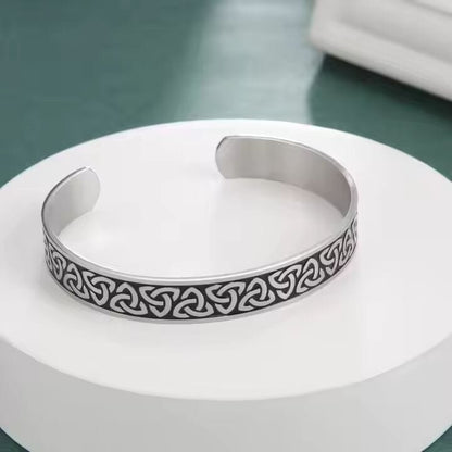 THE MEN THING Steel Bracelets TRIQUETRA ARC - Pure Stainless Steel Open Bangle Bracelet (Adjustable) for Men & Boys