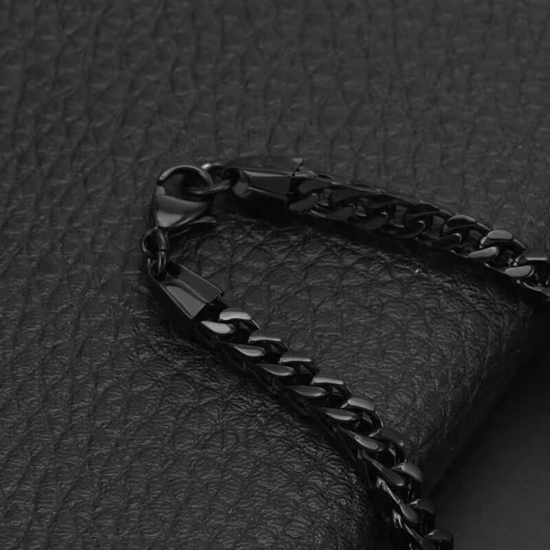 THE MEN THING Steel Bracelets TWIN TOUGH - 5mm Titanium Steel Black Bracelet for Men & Boys (8 inch)