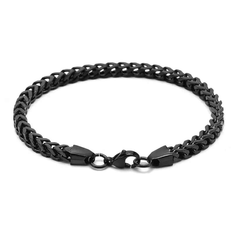 THE MEN THING Steel Bracelets TWIN TOUGH - 5mm Titanium Steel Black Bracelet for Men & Boys (8 inch)