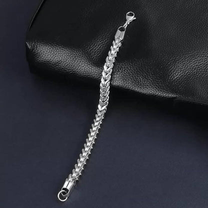THE MEN THING Steel Bracelets TWIN TOUGH - Pure Stainless Steel Italian trending Style, double-layer thick Bracelet 7 inch with Lobster Claw Buckle for Men & Boy (5mm)