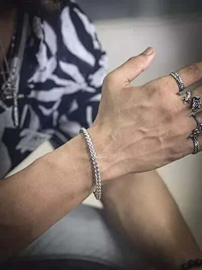 THE MEN THING Steel Bracelets TWIN TOUGH - Pure Stainless Steel Italian trending Style, double-layer thick Bracelet 7 inch with Lobster Claw Buckle for Men & Boy (5mm)