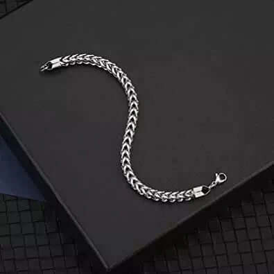 THE MEN THING Steel Bracelets TWIN TOUGH - Pure Stainless Steel Italian trending Style, double-layer thick Bracelet 7 inch with Lobster Claw Buckle for Men & Boy (5mm)