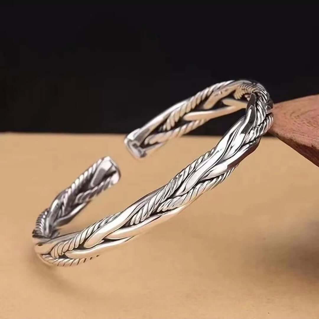 THE MEN THING Steel Bracelets TWISTED TEXTURE - Open Bangle  Bracelet (Adjustable) - Elegant look - 5mm copper for Men & Boys