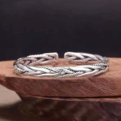 THE MEN THING Steel Bracelets TWISTED TEXTURE - Open Bangle  Bracelet (Adjustable) - Elegant look - 5mm copper for Men & Boys