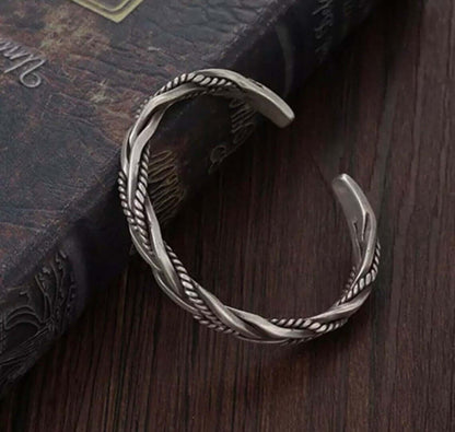 THE MEN THING Steel Bracelets TWISTED TEXTURE - Open Bangle  Bracelet (Adjustable) - Elegant look - 5mm copper for Men & Boys