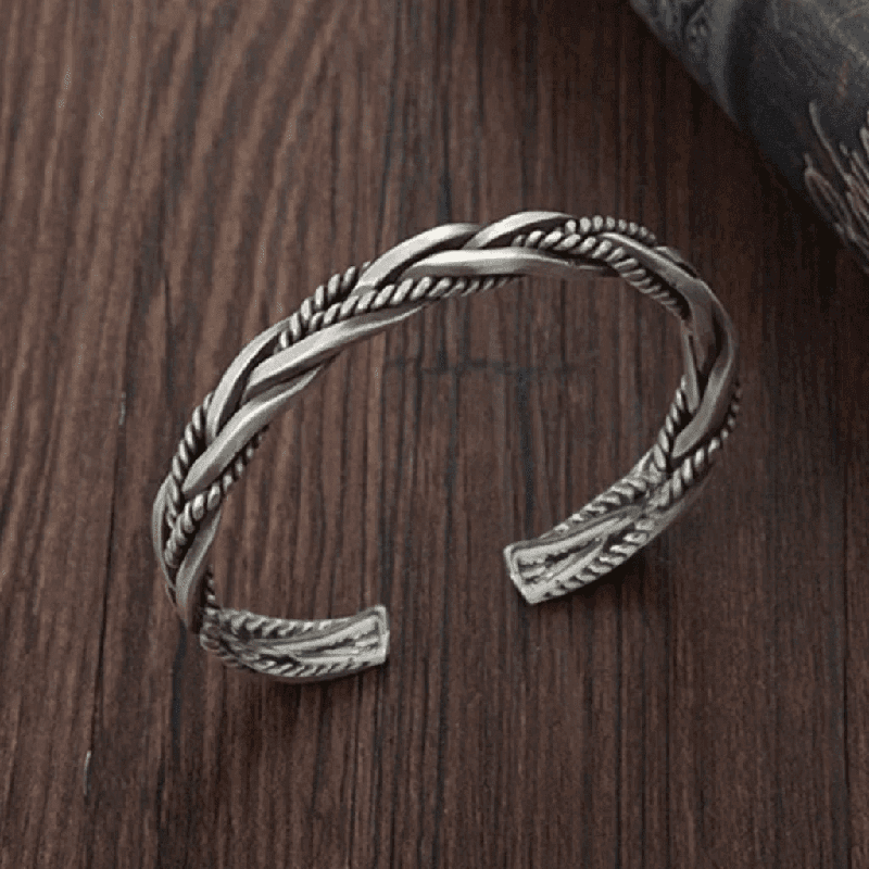 THE MEN THING Steel Bracelets TWISTED TEXTURE - Open Bangle  Bracelet (Adjustable) - Elegant look - 5mm copper for Men & Boys