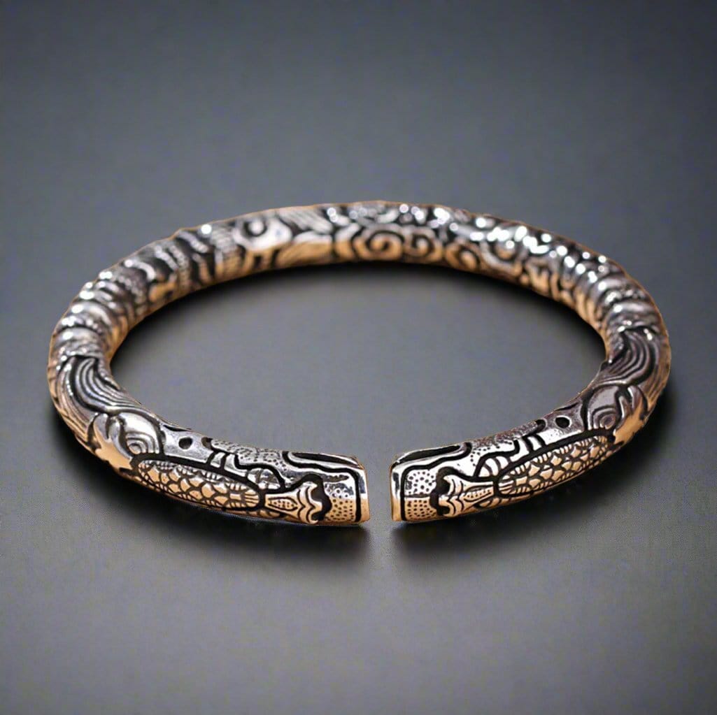 THE MEN THING Steel Bracelets TWO HEADED DRAGON - "7" mm Pure Alloy Silver Cuff Adjustable Bracelet for Men & Boy