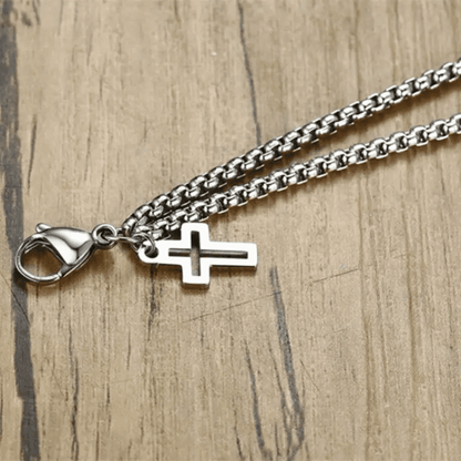THE MEN THING Steel Bracelets VECTRO NEXUS -  Pure Stainless Steel Double Chain Cross Hollow Bracelet 8 inch with Lobster Claw Buckle for Men & Boy.