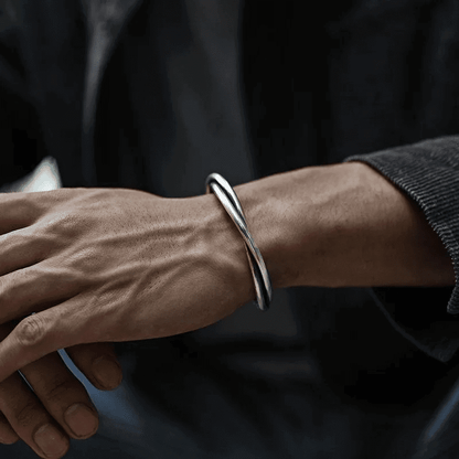 THE MEN THING Steel Bracelets VERVE TWISTED   - "6"mm Pure Adjustable Alloy Bracelet for Men & Boys