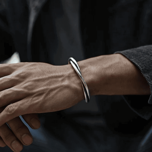 THE MEN THING Steel Bracelets VERVE TWISTED   - "6"mm Pure Adjustable Alloy Bracelet for Men & Boys