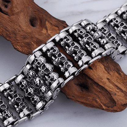 THE MEN THING Steel Bracelets WIDE SKULL - 32mm Pure Titanium Steel Bracelet, Heavy Biker Bracelet for Men & Boy (8inch)