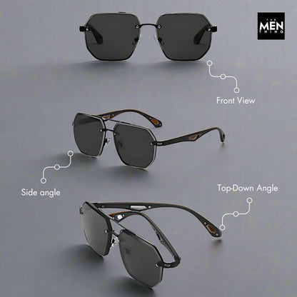THE MEN THING Sunglasses 2101 AERO HEX HD Polarized Sunglasses for Men - UV400 Protection, Stainless Steel Frame
